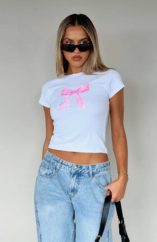 Bow On Top Baby Tee White garde