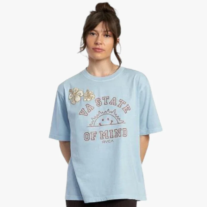 Rvca Womens Va State Of Mind Short Sleeve Tee Dusty Blue Women