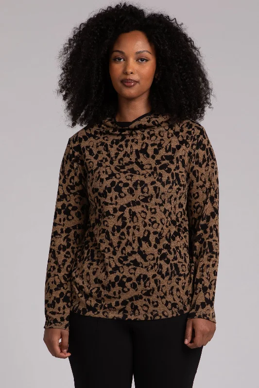 Animal Sweater Funnel Neck Top | Animal Camel Classic Women's Tweed