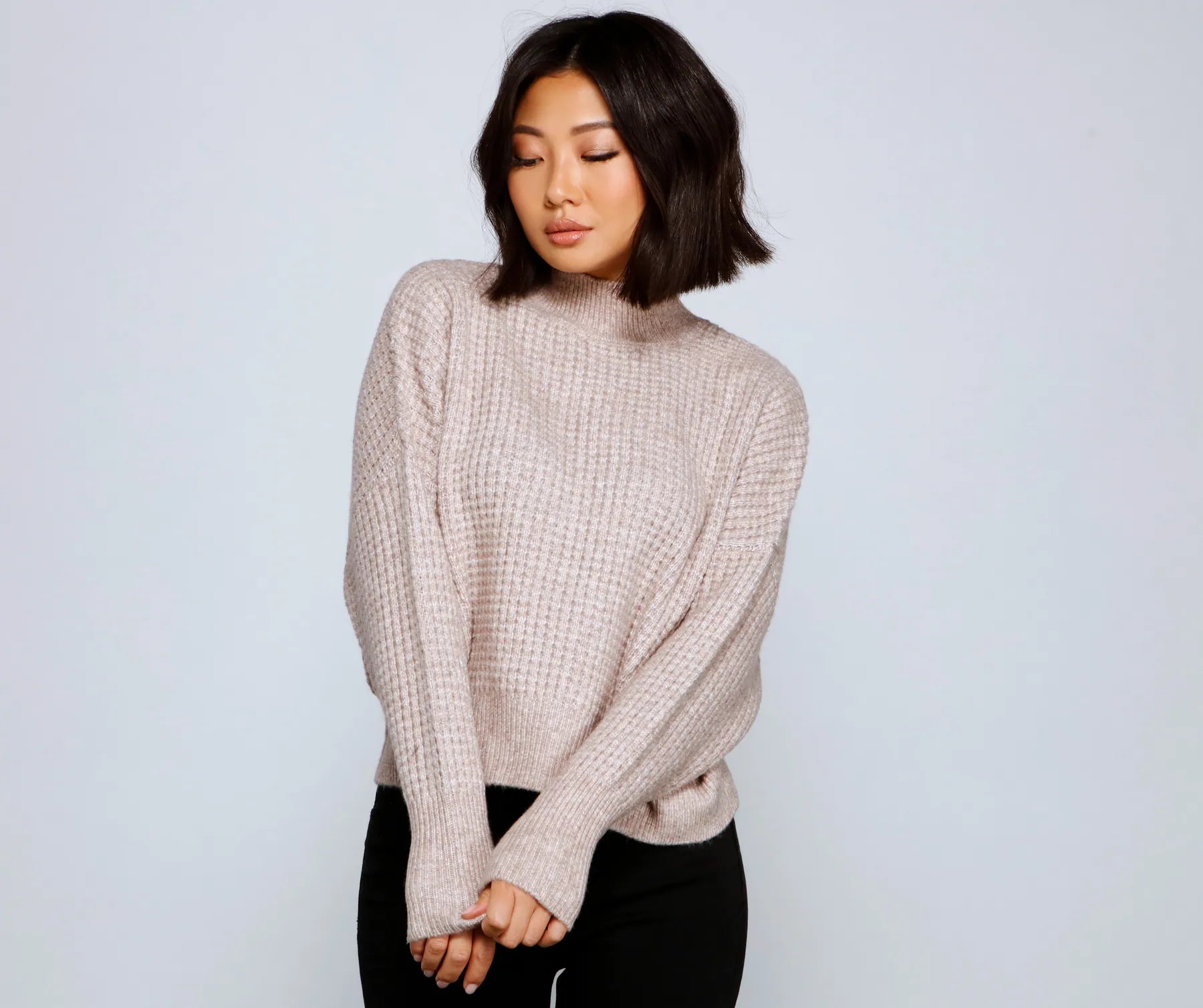 Cozy Up Waffle Knit Sweater Confident Women's Power