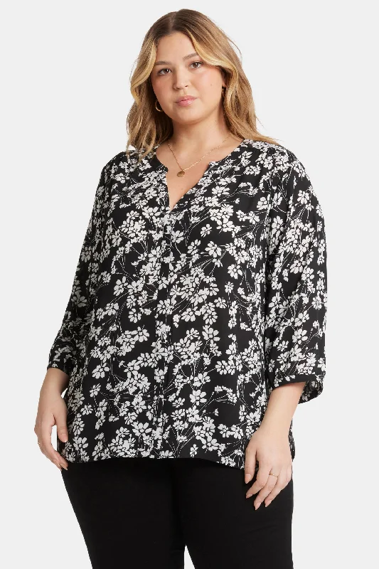 Pintuck Blouse In Plus Size - Stefania Trendy Women's 