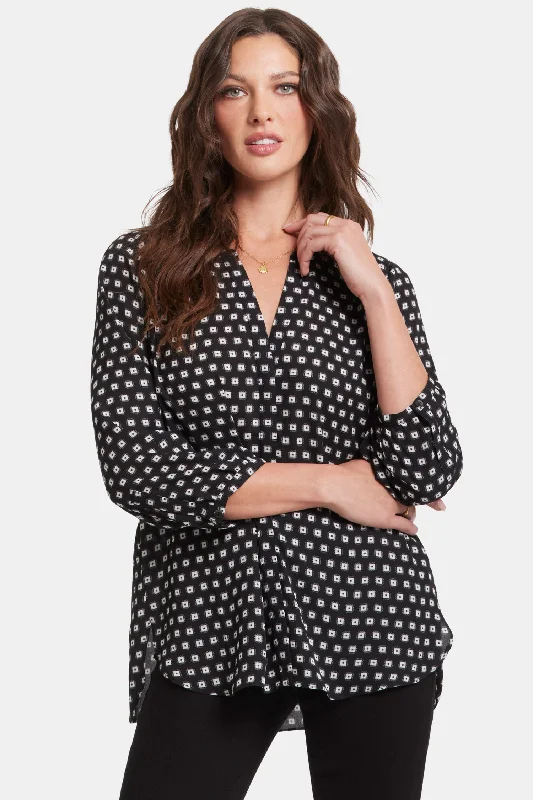 Pintuck Blouse - Pearl Medallion Confident Women's High - fashion