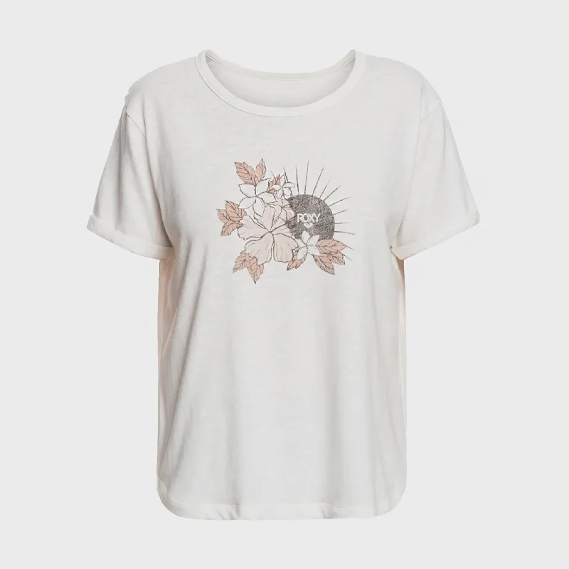 Roxy Womens Ocean After Loose Fit T-Shirt - Snow White Athletic Women's High - 