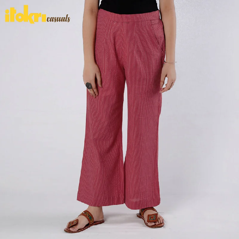 Light Pink - Running Stitch Cotton Palazzo Cashmere