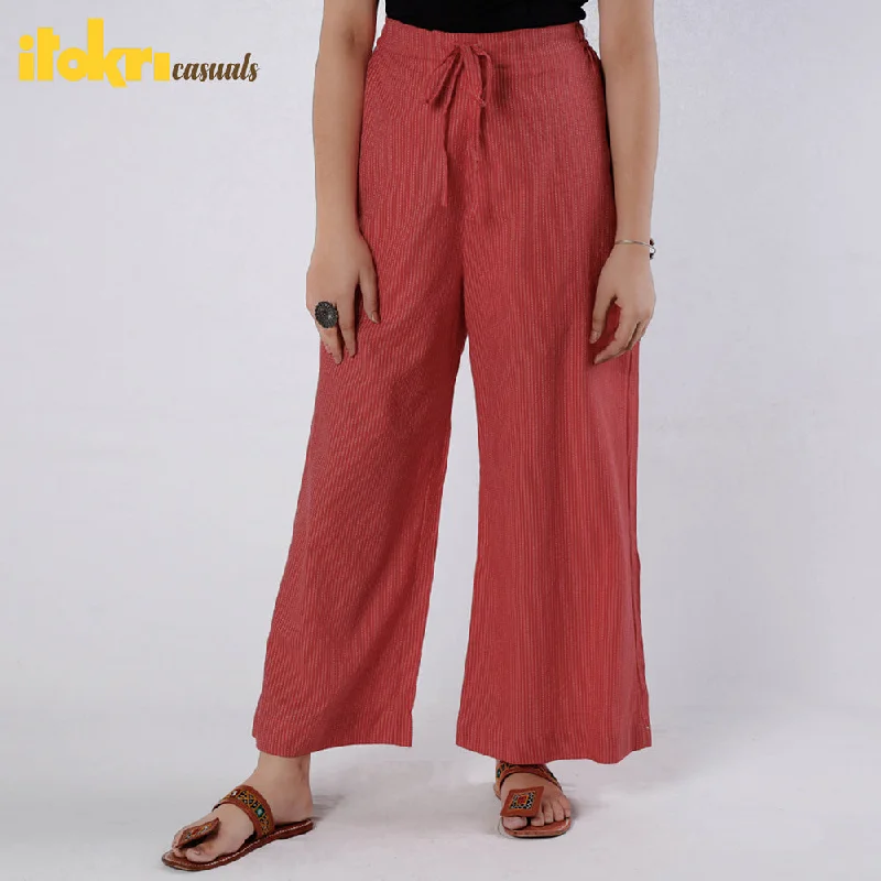Indian Red - Running Stitch Cotton Palazzo Artistic Women's Avant - 