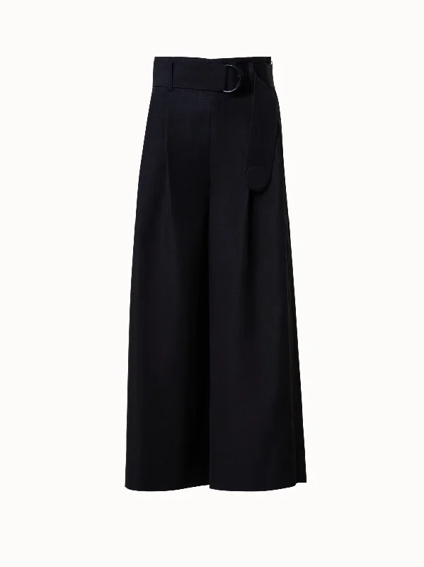 Cropped Wide Culotte Pants in Linen Blend Adventure