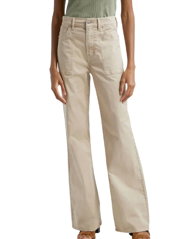 Crosbie Wide Leg Chino Pants In Stone