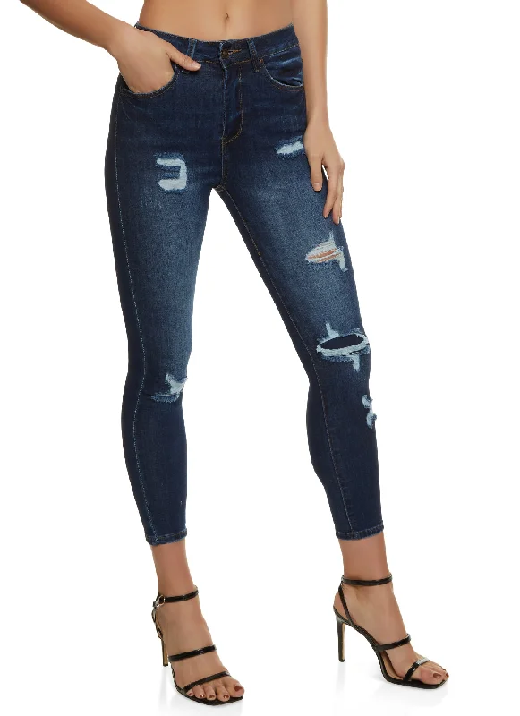 WAX Distressed High Waisted Jeans