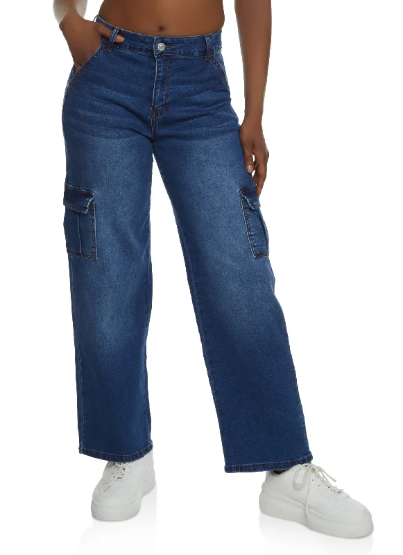 WAX Whiskered Straight Leg Cargo Jeans