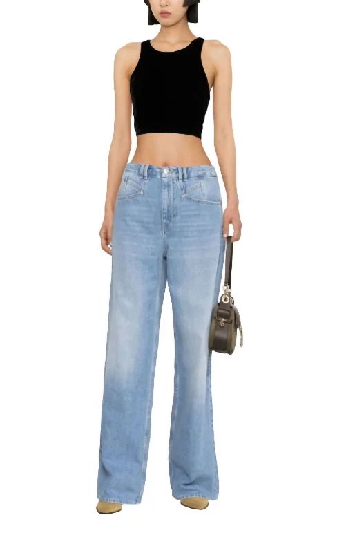 Lemony Wide Leg Jeans In Light Blue