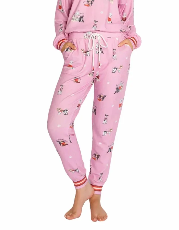 My Favorite Breed Dog Print Pj Pant In Pink Orchard garde