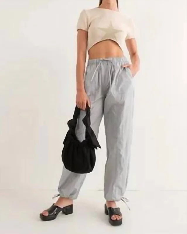 Nylon Parachute Pants In Dove Grey Vacation