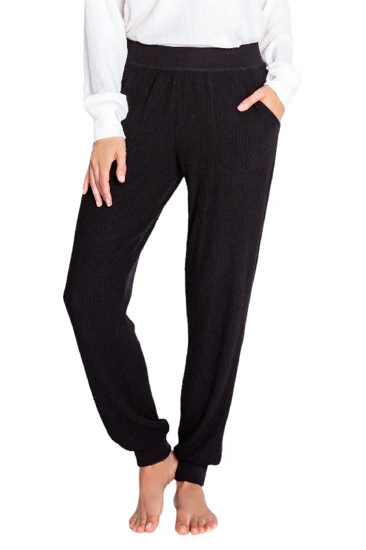 Plush And Thermal Sweatpants In Black Sophisticated Women's Tailored