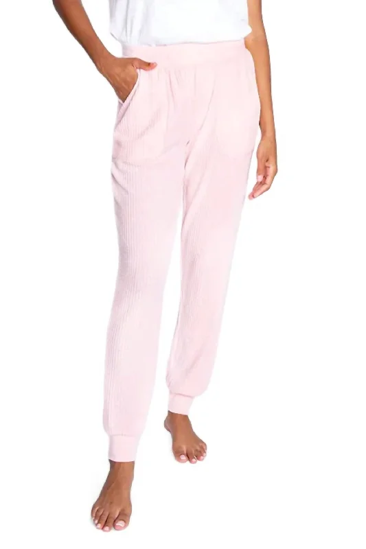 Plush & Thermal Banded Pant In Pink Mist Dapper Women's 1920S