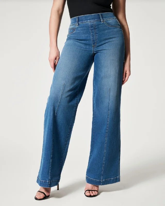 Seamed Front Wide Leg Jeans In Vintage Indigo