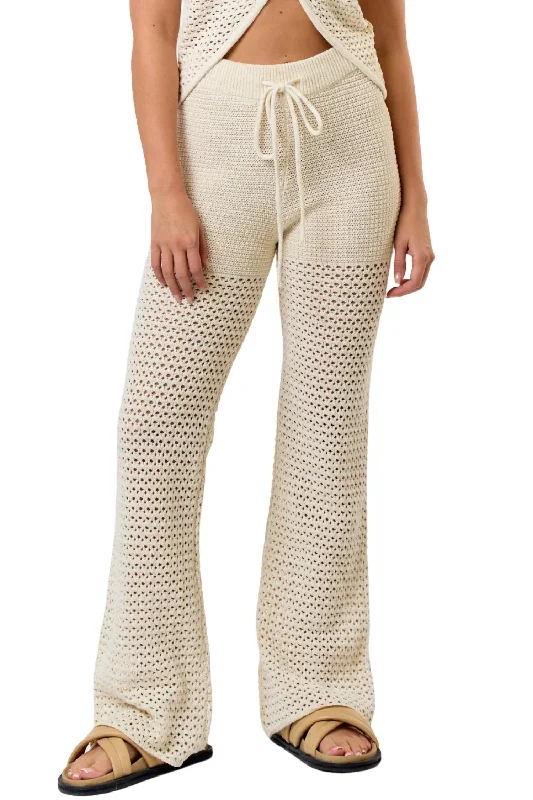 Shimmer Crochet Pants In Beige Sporty Women's Athleisure 