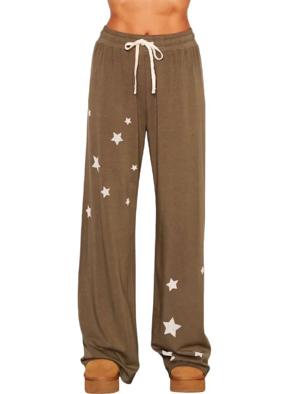 Stars Wide Leg Pants In Army Green Modern Women's Tech