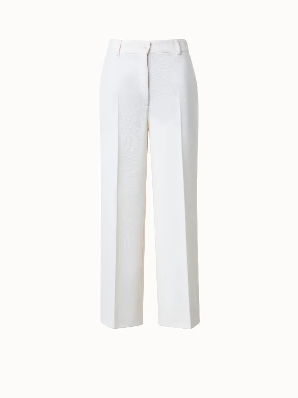 Straight Cropped Pants in Wool Tricotine Tough Women's Military - inspired