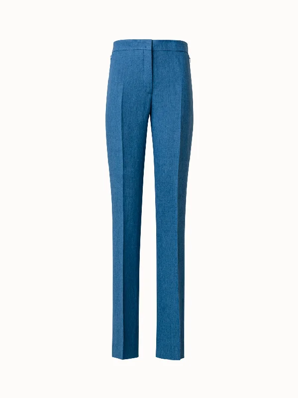 Straight Linen Pants Edgy Women's Punk