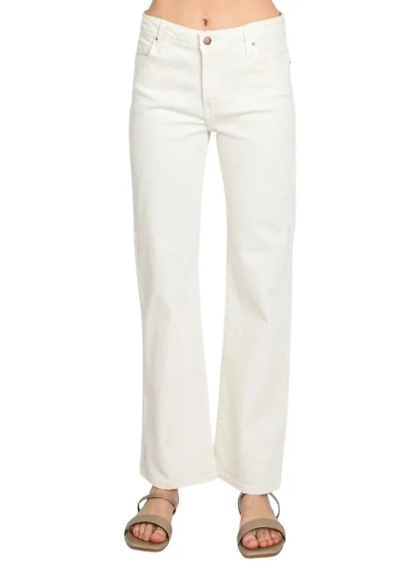 Venice Mid Rise Straight Jeans In Creamy White