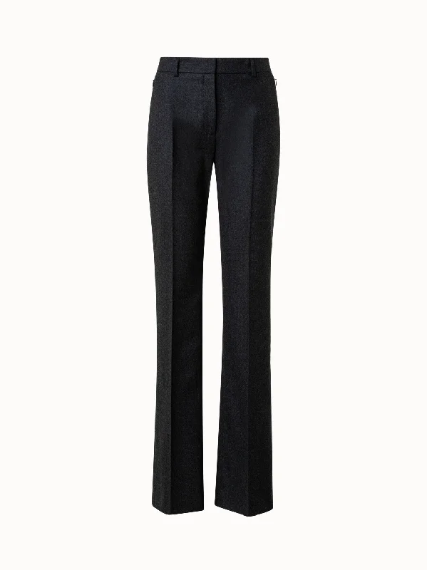 Wool Stretch Flannel Bootcut Pants Relaxed Women's Beachy