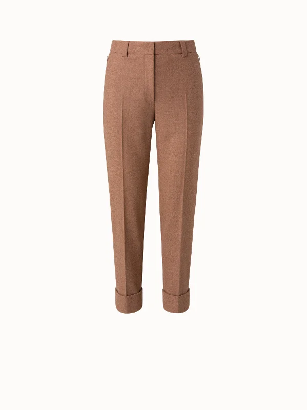 Wool Stretch Flannel Cropped Tapered Pants Monochromatic Office Style