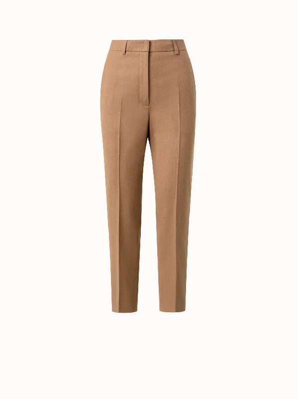Wool Stretch Flannel Tapered Pants Earthy Women's 