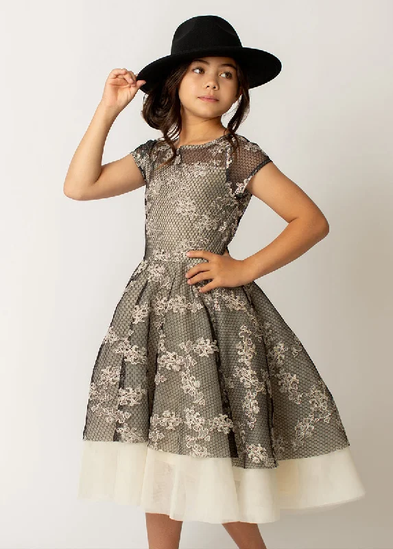 Annalise Petticoat Dress in Black Metallic