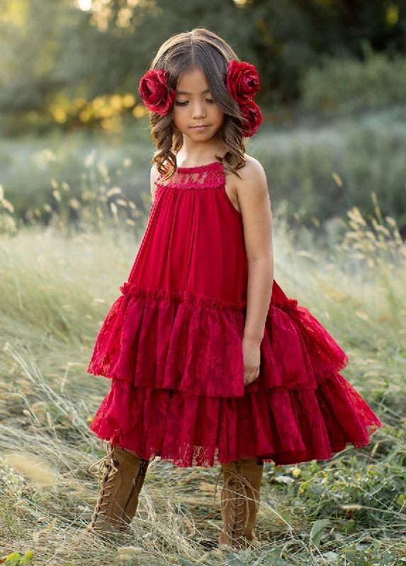 Catrina Dress in Crimson