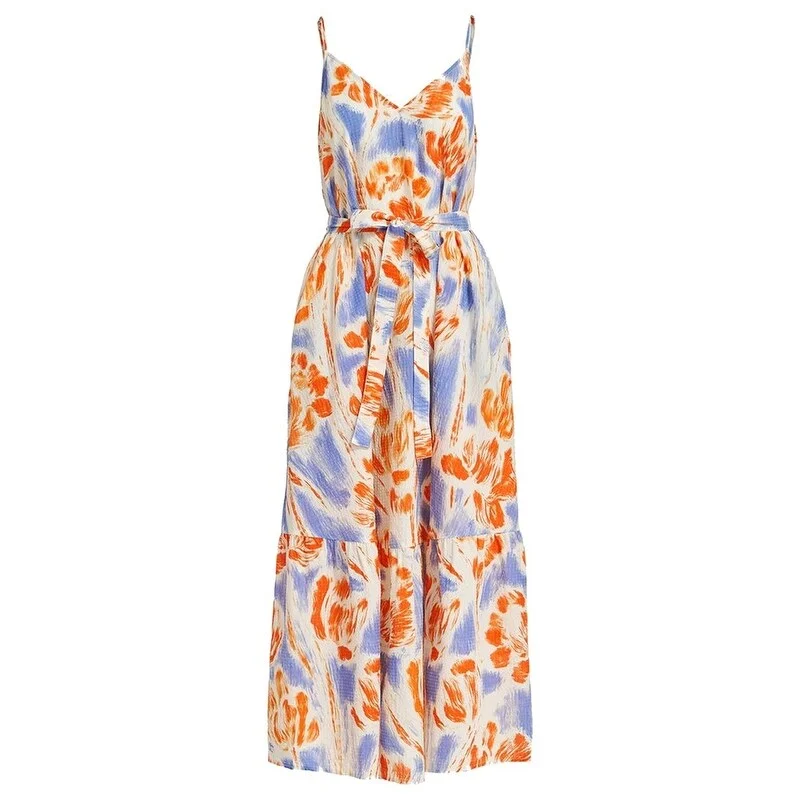 Essentiel Antwerp Women's Demerald Belted Light Blue Orange Midi Dress