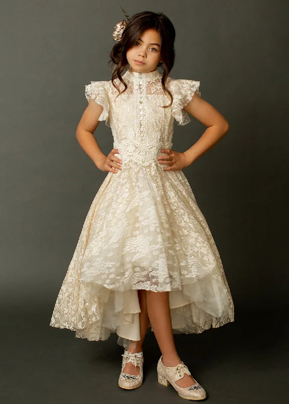 Kristy Petticoat Dress in Cream Metallic