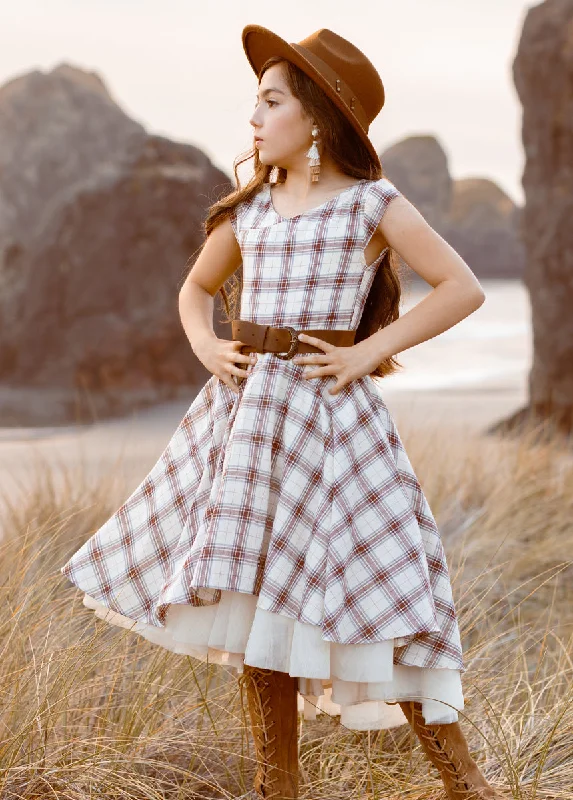 Lezah Dress in Cream Plaid