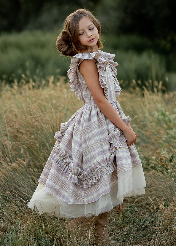 Reign Petticoat Dress in Lavender Plaid