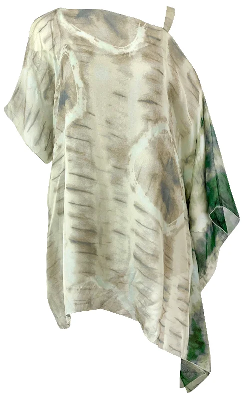 Antonelli Asymmetrical Blouse in Light Green/Light Blue/Grey