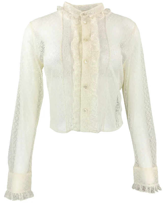 Celine Romy Cropped Lace Blouse in Cream