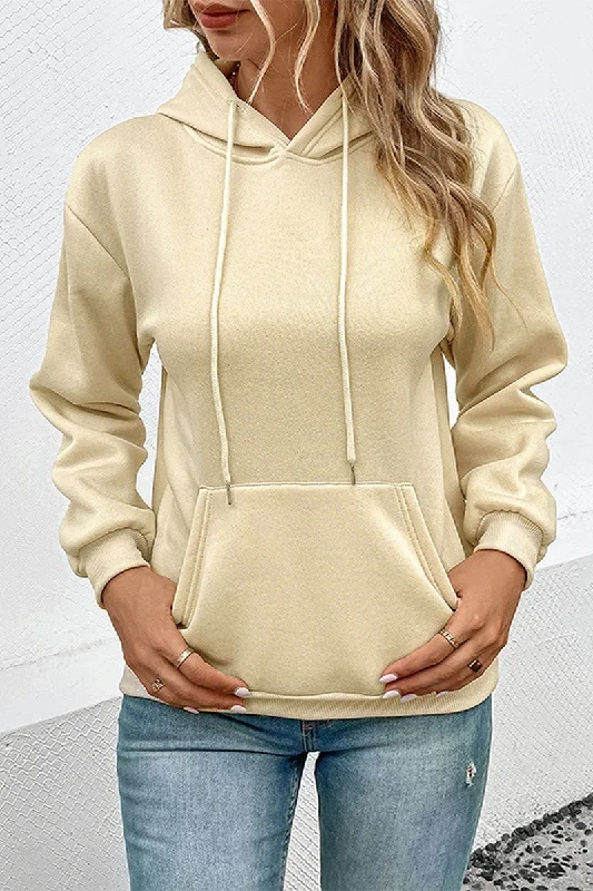 WOMEN CASUAL BASIC LONG SLEEVE PULLOVER HOODIE