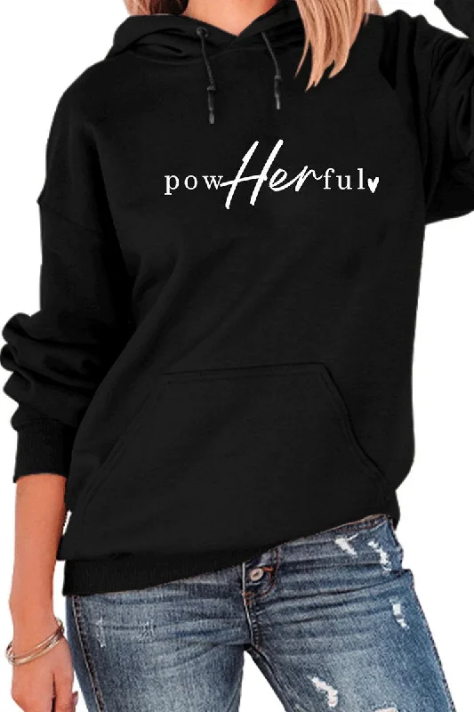 WOMEN FRONT AND BACK PRINTED CASUAL HOODIE TOP