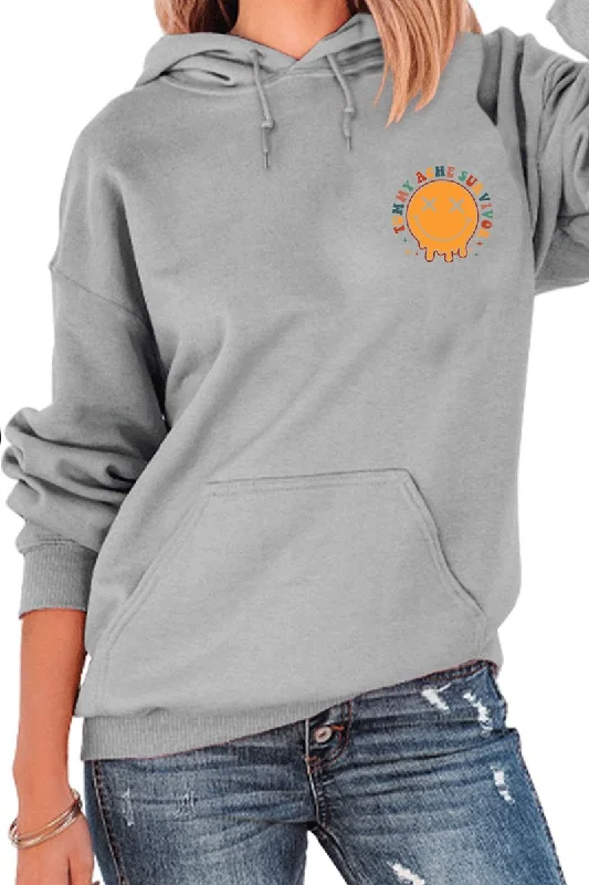 WOMEN SMILE FACE GRAPHIC CASUAL HOODIES