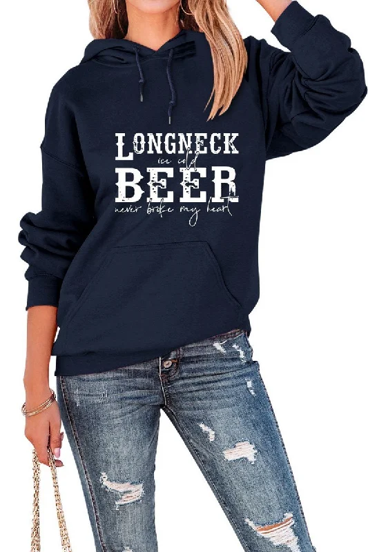 WOMEN LETTER PRINTING HOODED SWEATSHIRT