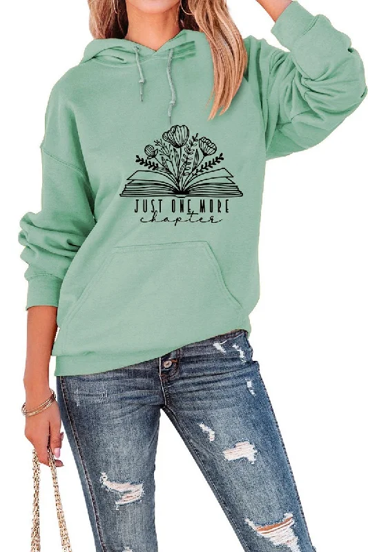 WOMEN BOOK PRINT HOODED SWEATSHIRT