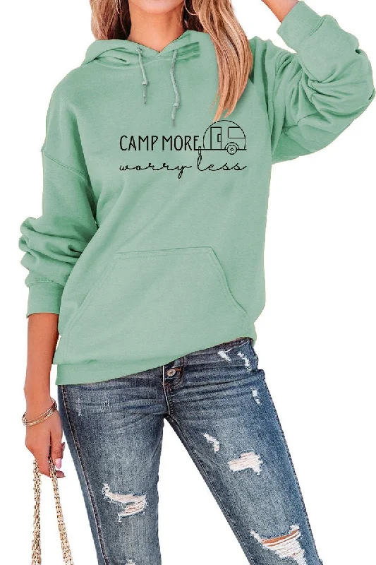 WOMEN LETTER PRINT LOOSE HOODED SWEATSHIRT