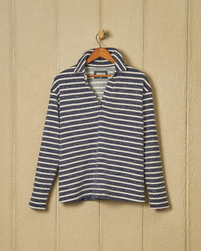 Inlet Pullover in Heather Indigo/Cream Loopback Terry