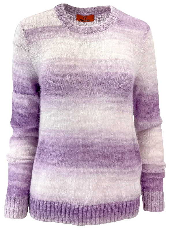 Missoni Mohair Blend Striped Sweater in Purple/White