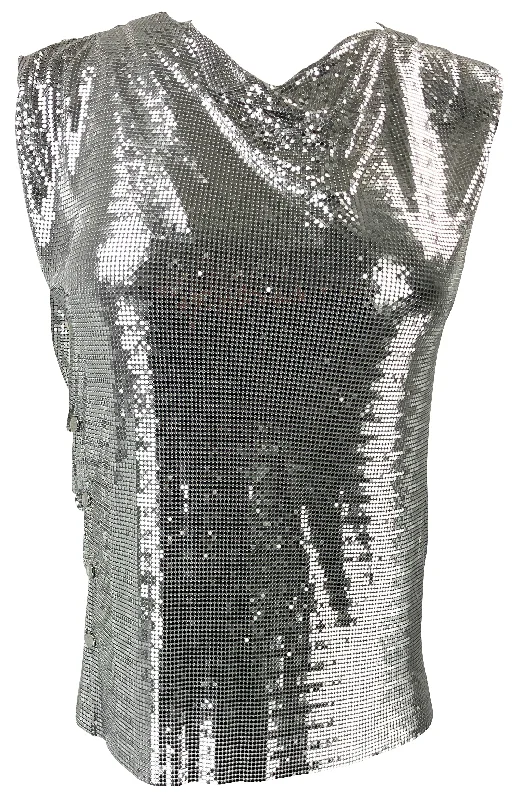 Paco Rabanne Shiny Mesh Top in Silver