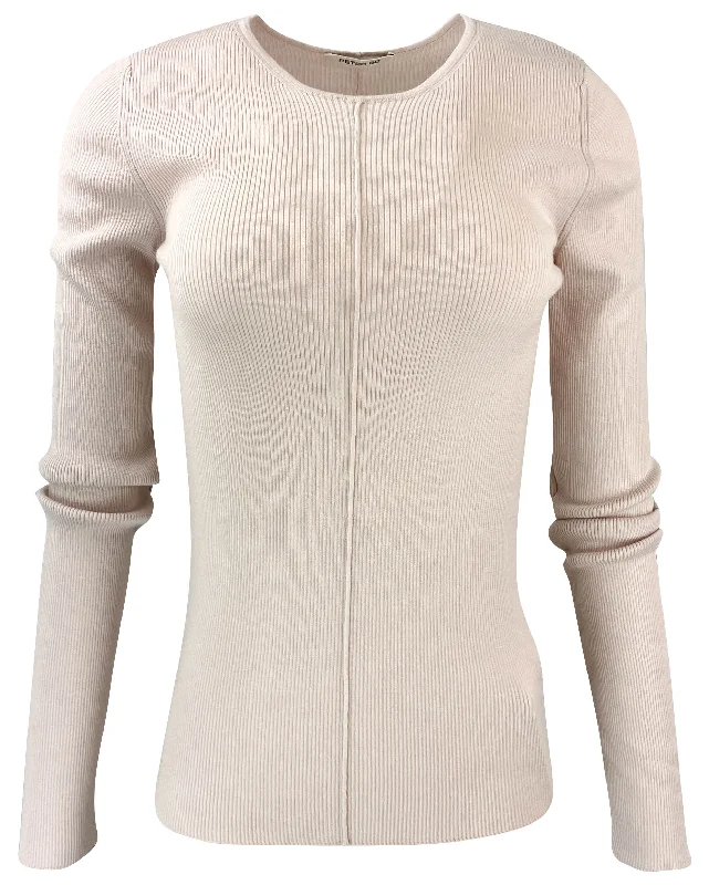 Peter Do Long Sleeve Rib Knit Top in Off White