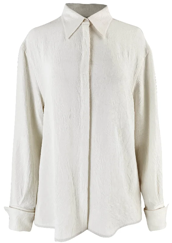 Proenza Schouler Crinkle Blouse in Cream Unique Women's Upcycled