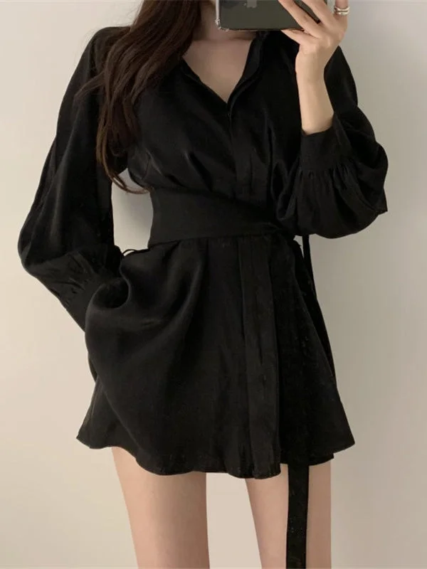 Tuscan Sun Puffed Sleeve Shirt Dress