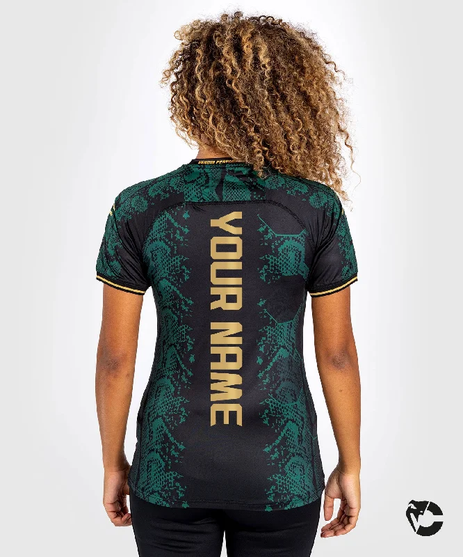 UFC Adrenaline by Venum Personalized Authentic Fight Night Women’s Walkout Jersey Green/Black/Gold - Emerald Edition