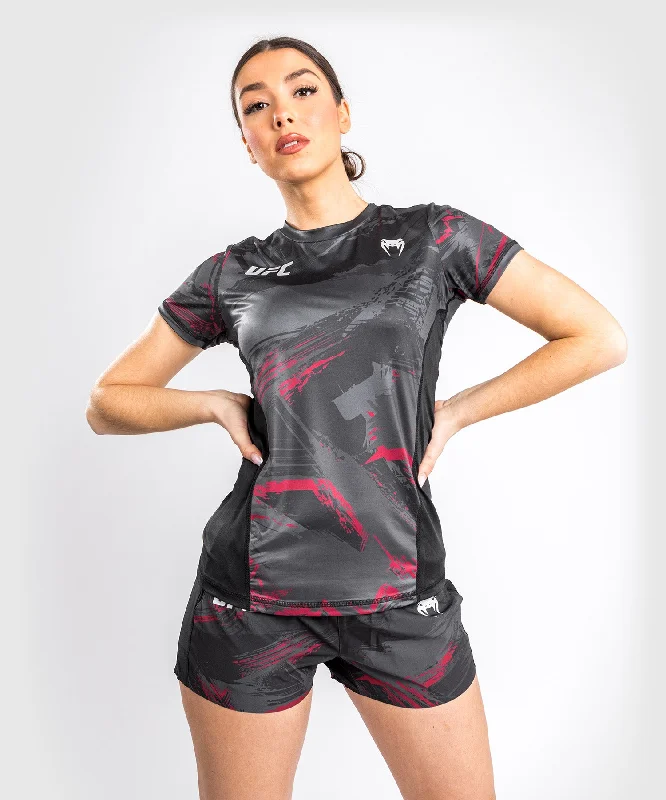 UFC Venum Authentic Fight Week 2.0 Dry Tech T-Shirt - For Women - Black/Red Laid - back Women's Vibe
