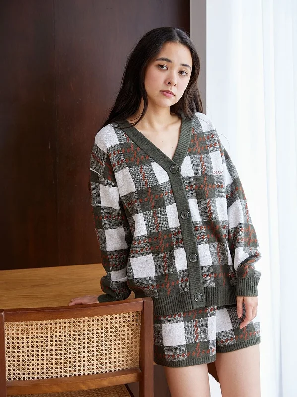 Air Moco Check Sweater Cardigan